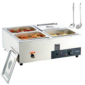 1500w Vevor 840281570652 4-pan Commercial Food Warmer 4 X 12 Quart Electric Steam Table Profess