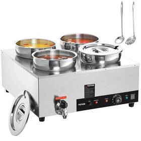185f Vevor 840281571260 Electric Soup Warmer Four 7.4 Quart Stainless Steel Round Pot 86 Adjusta
