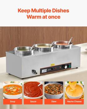 Bw-6l-3 Vevor Commercial Soup Warmer Station With 3 6.34 Quart Pot Kettle
