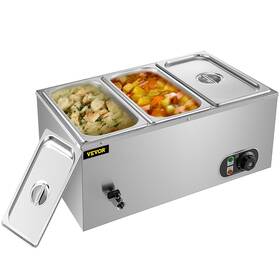 3-pan Vevor Xtc3c Commercial Food Warmer 850w Electric Countertop Steam Table 15cm/6in
