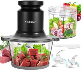 400w Vsidiuoer 744110160109 Food Processor Electric Chopper With 2 Glass Bowls 8 Cup 2.5 M