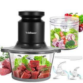 400w Vsidiuoer 749671568494 Food Processor Electric Chopper With 2 Glass Bowls 8 Cup 2.5