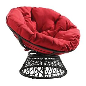 Bf25292-rd Wicker Papasan Chair With 360-degree Swivel 40inch Grey Frame Red Cushion