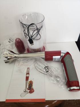 Swprcg1b120 Wolfgang Puck New Open Box 6 Piece Turbo Immersion Blender 5 Speed Burgundy