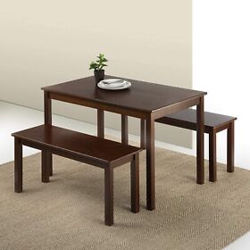Olb-dts-a29 Zinus Juliet Espresso Wood Dining Table With Two Benches