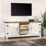Walker Edison 65" Farmhouse Door Tv Stand Sliding Storage White/barnwood. Fixed Price $108.00.