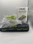 New Mueller Mandoline Grater Pro MU-77 Five Blades Food Pusher Holder. Fixed Price $20.00.