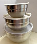 Cuisinart Stainless Steel Mixing Set Lidded Of 3 With Lids. Fixed Price $24.51.