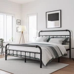 Bosrii Queen Size Bed Frame With Headboard And Footboard, 18 Inches High.. Fixed Price $130.00.