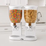 Dual Dry Food & Cereal Dispenser White Chrome Double Container Kitchen Storage. Fixed Price $31.00.
