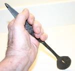 Unique Antique Hand-forged Wrought Iron Serrated End Meat Cutter Spatula. Fixed Price $195.00.