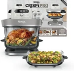 Ninja Crispi Pro 6-IN-1 Air Fryer 6QT Glass 1800W 450 AS101LG Bone Lids. Fixed Price $438.36.