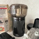 West Bend Food Processor Model 6492 Black With Dark Amber Bowl, Blades & Book. Fixed Price $21.00.
