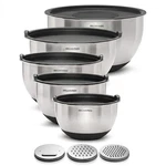 Mixing With Lids Of 5 - Stainless Steel Set, Nesting Me.... Fixed Price $55.54.