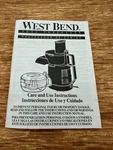 West Bend 41021 Food Processor Replacement Instructions & Recipes. Fixed Price $8.70.