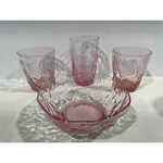 Mcm Seneca Driftwood Pink 4PC Set -1 Small Fruit Bowl & 3 Mixed Tumblers Euc. Fixed Price $59.00.