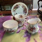 Vintage Paragon Flower Festival Theme Cup & Saucer; Creamer Sugar Set. Fixed Price $36.36.