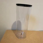 Clear Plastic Replacement Bowl With Black Lid For Small Kitchen Appliance. Fixed Price $15.00.