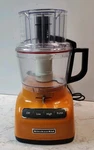 Kitchen Aid Orange Food Processor With Blade, Bowl, Pusher, Lid - KFP093QTG. Fixed Price $59.95.