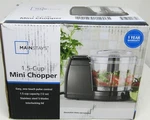 Mainstays 1.5 Cup Mini Chopper. Stainless Steel Blades & Locking Lid.. Fixed Price $19.99.