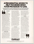 Cuisinart Food Processor Cook's Magazine Robot Coupe Sunbeam 1983 Print Ad. Fixed Price $12.85.