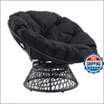 Osp Home Furnishings Wicker Papasan Chair, 360 Swivel, Grey Frame, Black Cushio. Fixed Price $420.90.