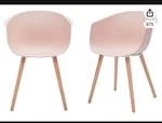 Amazon Brand Rivet Alva Modern Curved Back Plastic Dining Chairs (2), Nude Pink. Fixed Price $149.99.