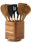 Wood Utensil Holder Kitchen Counter, 360 Rotating 7.2"X6" Large Acacia Cooking. Fixed Price $26.99.