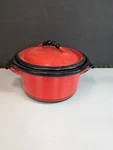 Vintage Vollrath Kook King Ware Red Enamel Pot Pan 8 Cup. Fixed Price $39.50.