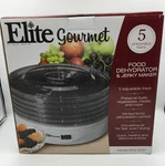 Elite By Maxi-matic Gourmet 5 Tray Rotating Food Dehydrator Jerky New Never Used. Fixed Price $39.95.