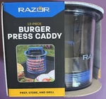 New Razor Burger Press Caddy 12-PIECE Prep & Store Patties $hips Free. Fixed Price $21.00.