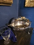 Victorian Mappin Webb Revolving Silverplate Dome Serving Dish Food Warmer. Fixed Price $75.00.