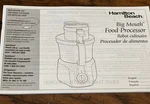Original Operating Manual Instruction Food Processor Hamilton Beach Model 70570H. Fixed Price $7.95.