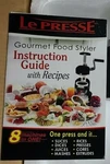 Presse Gourmet Food Styler By Kaswit Deluxe Nib Open Box With Recipes. Fixed Price $82.25.
