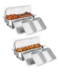 Garveehome 2 Pack Electric Chafing Dishes Roll Top Buffet Server Food Warmer. Fixed Price $369.99.