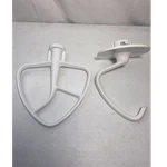 White Kitchenaid Stand Mixer Set: Flat Paddle Beater & Dough Hook. Fixed Price $25.99.