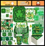 400 Pcs St. Patrick's Day Tableware Set - Shamrock Plates, Napkins, Cups & Cutle. Fixed Price $69.99.