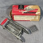Vintage Ekco Miracle French Fry Cutter Red Handle Metal Tool With Original Box. Fixed Price $24.00.
