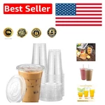 100 16 Oz Plastic Cups With Flat Lids Ideal For Parties And Gatherings. Fixed Price $39.99.