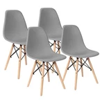 Amazon Basics Modern Dining Chair Set, Shell With Wood Legs. Fixed Price $125.00.