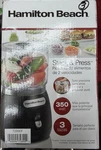 Hamilton Beach Stack & Press Food Chopper Cup 350 Watt Returned Item. Fixed Price $12.00.