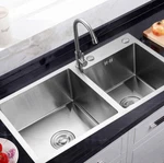 Double Bowl Stainless Steel Drop-in Kitchen Sink Dishwasher Vegetable Home. Fixed Price $90.36.