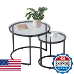 Vevor Nesting Coffee Set 2, 23.6 Round Table, Glass. Fixed Price $95.15.