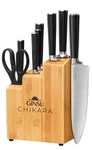 Ginsu Chikara 8 Piece Knife Set With Bamboo Block Japanese Style Cutlery. Fixed Price $128.09.