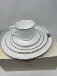 Lenox Continental Platinum Trim Dinner, Salad, Dessert, And Tea Cup & Saucer. Fixed Price $54.00.
