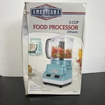 Americana Classics 3 Cup Food Processor 2-SPEED Blades No Skid Seafoam Blue. Fixed Price $26.84.