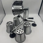Vintage Saladmaster Kitchen-quip Manual Food Processor 5 Cones Chrome Tripod. Fixed Price $129.00.