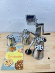 Vtg Saladmaster Food Cutter Stainless Steel Set 5 Blade Cones W Manual & Recipes. Fixed Price $85.00.