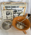 Vtg Moulinex Gume Food Mill Orange Plastic 3 Discs 448 Box Instructions 1976. Fixed Price $29.99.