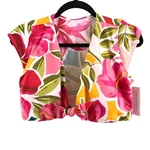 Beach Betty Miracle Brands Bikini Top Cap Sleeve Tie Front Cups Floral Pink 1X. Fixed Price $5.99.